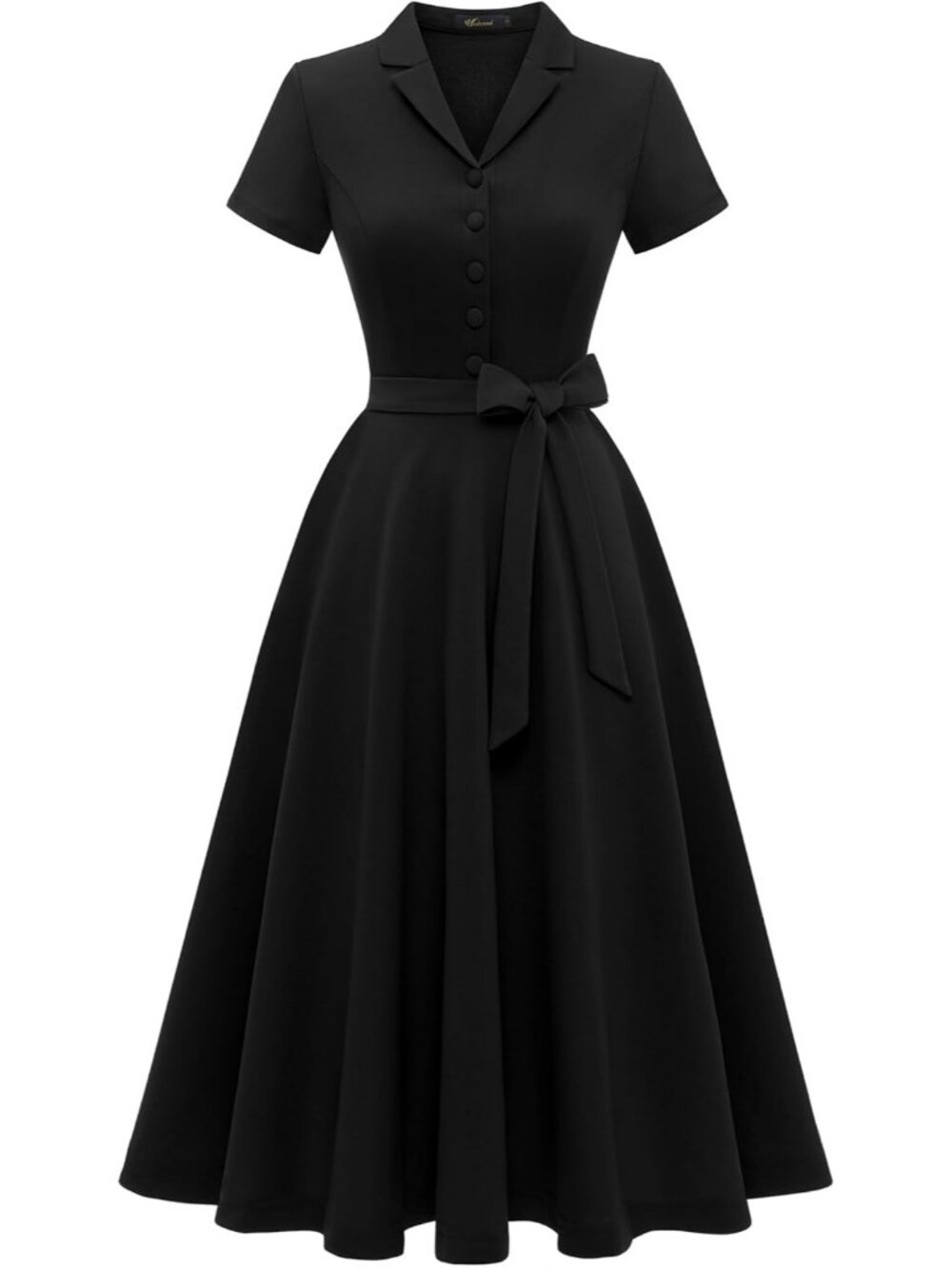 Wedtrend Women's Short Sleeve Cocktail Party Dress Work Church Dress -Black